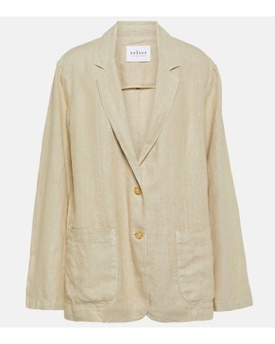 Velvet Cassie Linen Blazer - Natural