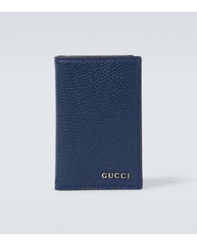 Gucci Logo Leather Card Case - Blue