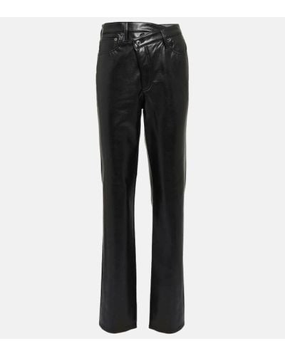 Agolde Criss-cross High-rise Faux Leather Pants - Black