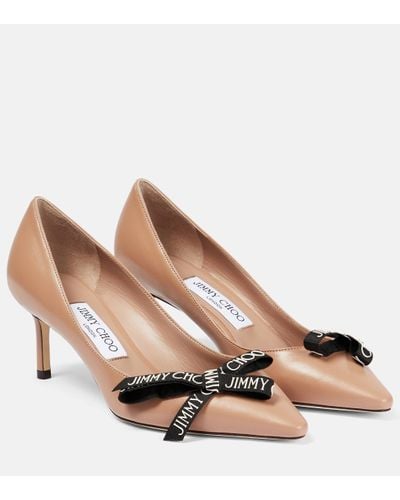 Jimmy Choo Romy 60 Embellished Leather Court Shoes - Brown