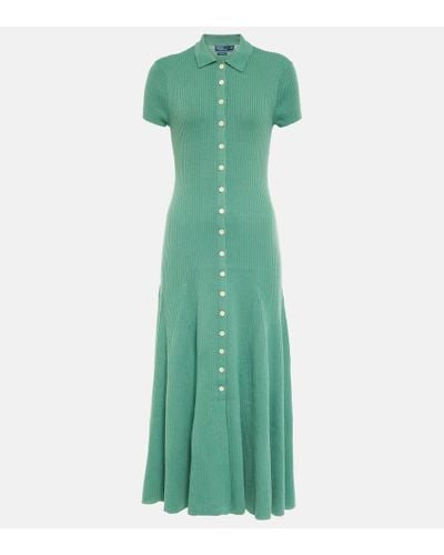 Polo Ralph Lauren Vestido largo de lana acanalada - Verde