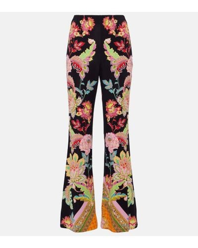 Camilla Floral High-rise Jersey Flared Pants - Multicolor