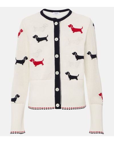 Thom Browne Pointelle Cotton Cardigan - Natural