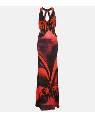 Louisa Ballou High Sea Printed Jersey Maxi Dress - Red