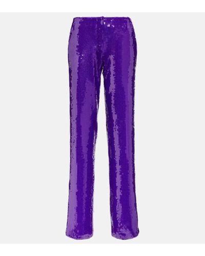 LAQUAN SMITH Sequined Wide-leg Pants - Purple