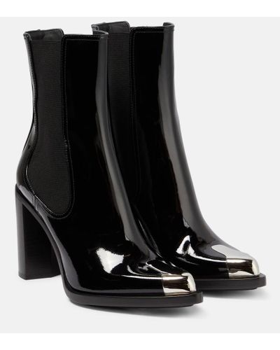 Alexander McQueen Punk Patent Leather Ankle Boots - Black