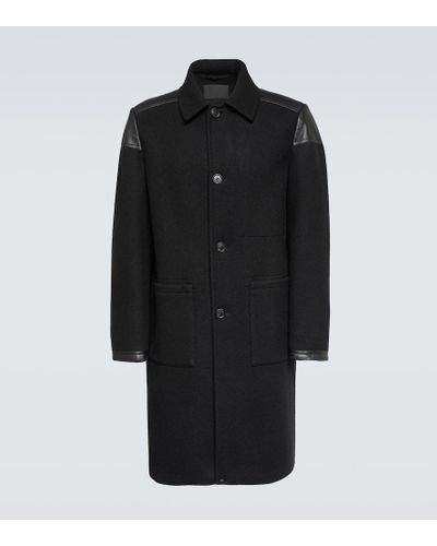 Prada Mantel aus einem Wollgemisch mit Leder - Schwarz