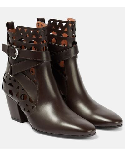 Alaïa Ziggy Vienne Leather Ankle Boots - Black