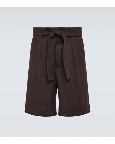 Commas Linen-blend Bermuda Shorts - Brown