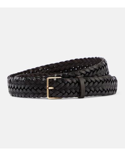 Max Mara Braided Woven Leather Belt - Black