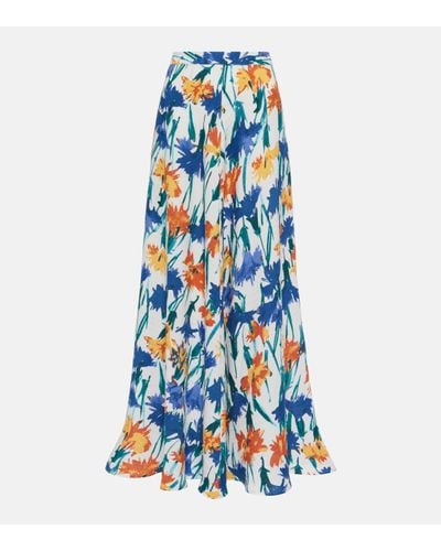 Diane von Furstenberg Florencia Floral Maxi Skirt - Blue