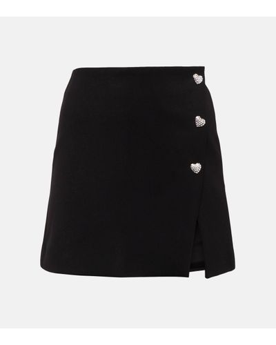 Self-Portrait Wrap Crepe Miniskirt - Black
