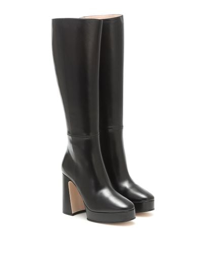 Gucci Madame Leather Knee-high Platform Boots - Green