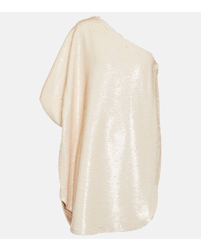 Frankie Shop Robe Gloria asymetrique a sequins - Blanc