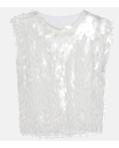 Norma Kamali Sequined Crop Top - White