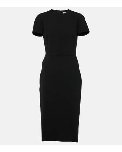 Victoria Beckham Fitted T-shirt Crepe Midi Dress - Black