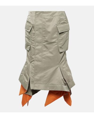 Sacai Ruffled Twill Cargo Midi Skirt - Natural