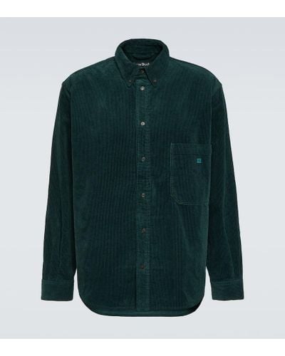 Acne Studios Hemdjacke aus Baumwoll-Cord - Grün