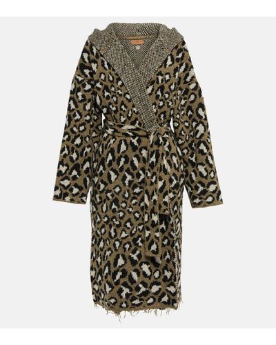 Alanui Leopard Jacquard Wool-blend Coat - Green