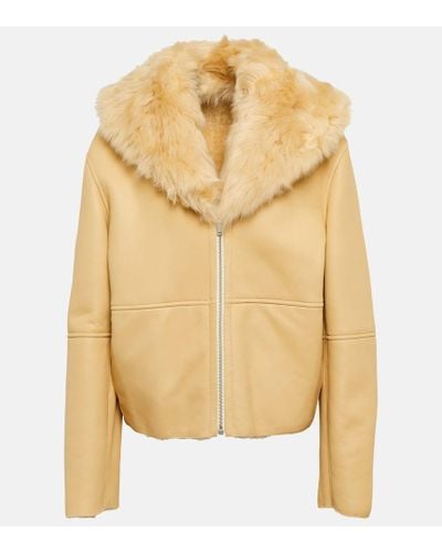 Jil Sander Lederjacke mit Shearling - Natur