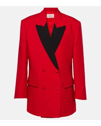 Valentino Double-breasted Crepe Blazer - Red