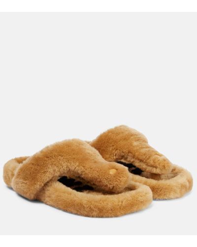 Loewe Sandali infradito in shearling - Marrone