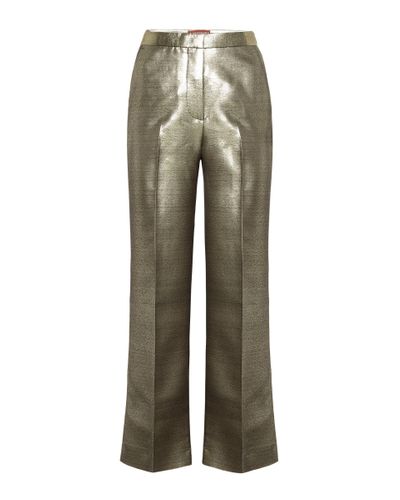 ALEXACHUNG Metallic High-rise Straight Pants - Gray