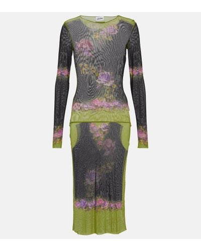 Jean Paul Gaultier Flower Collection vestido midi estampado - Gris