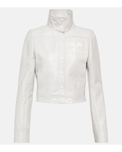 Courreges Giacca Iconic in vinile con logo - Bianco