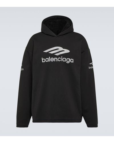Balenciaga 3b Sports Icon Cotton Fleece Hoodie - Black