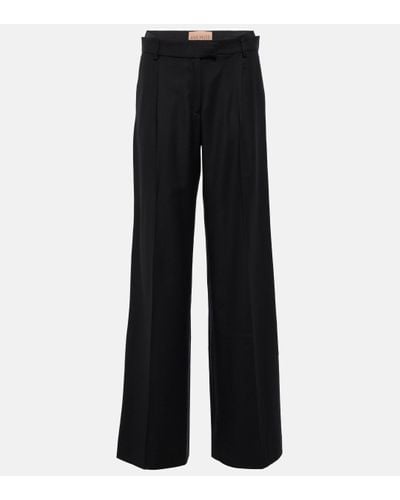 AYA MUSE Conso Low-rise Wide-leg Wool Trousers - Black