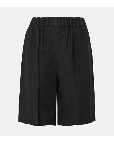 Brunello Cucinelli Shorts de sarga - Negro