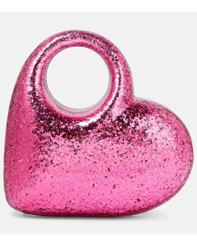 Aquazzura Clutch Heart mit Glitter - Pink