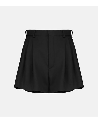 Saint Laurent High-rise Wool Twill Shorts - Black