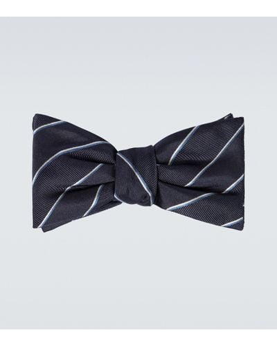 Alexander McQueen Striped Silk Bowtie - Blue