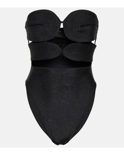 Adriana Degreas Matelasse Strapless Swimsuit - Black