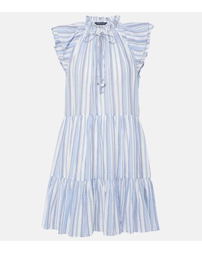 Veronica Beard Vestido corto de algodon a rayas - Azul