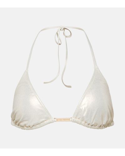 Melissa Odabash Andorra Triangle Metallic Bikini Top - White