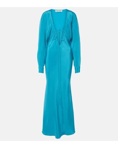 Christopher Esber Vestido largo Triquetra de seda - Azul