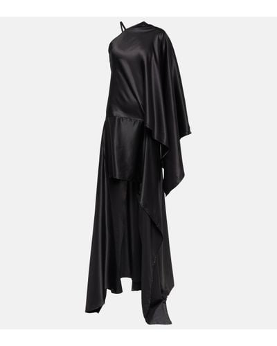 Acne Studios Robe longue asymetrique en satin - Noir