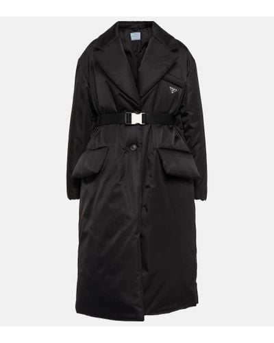 Prada Wattierter Mantel aus Re-Nylon - Schwarz