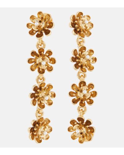 Oscar de la Renta Embellished Drop Earrings - Metallic