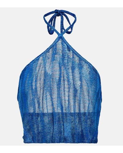 Missoni Crop top de jacquard con cuello halter - Azul