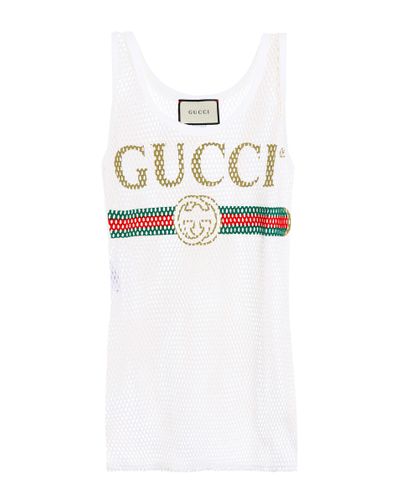 Gucci Bedrucktes Tanktop aus Baumwolle - Weiß