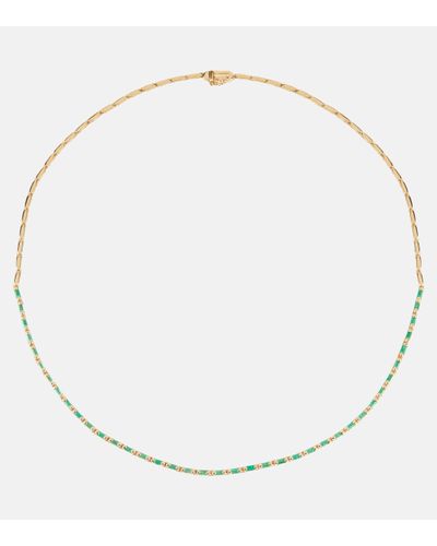 Suzanne Kalan 18kt Gold Tennis Necklace With Emeralds - Natural