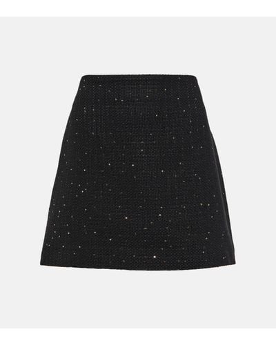 Elie Saab Sequined Tweed Miniskirt - Black