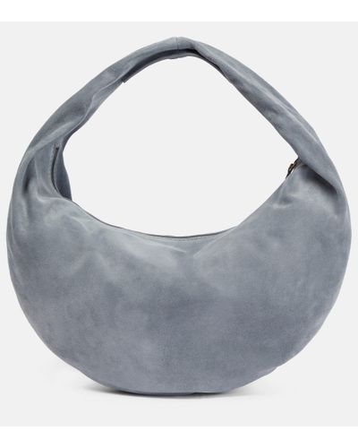 Khaite Olivia Medium Suede Shoulder Bag - Gray