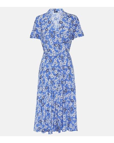 Polo Ralph Lauren Floral Crepe Midi Dress - Blue