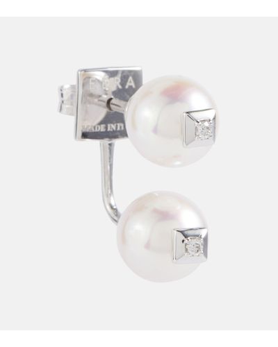 Eera 18kt White Gold Single Earring With Diamonds And Pearls