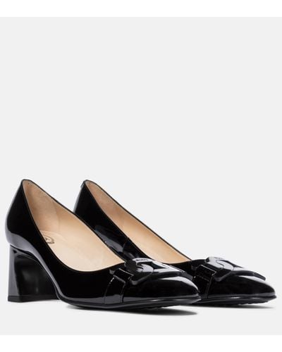 Tod's Slide Patent Leather Court Shoes - Black